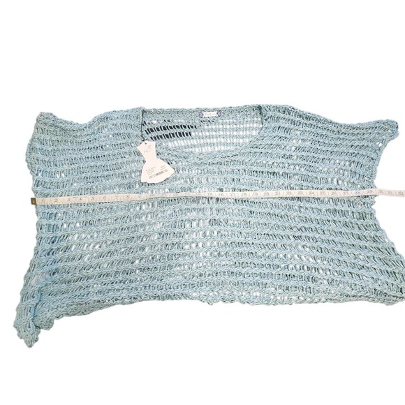 B&K Moda Knit Popover Top  Seafoam Green Blue M/L Open Weave Dolman - Picture 3 of 5